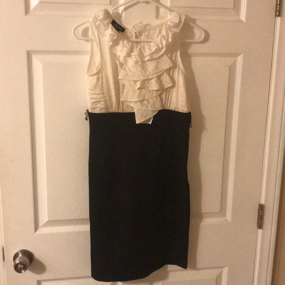 White and black dress.